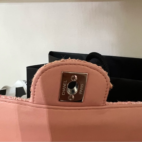 Authentic Chanel Tweed W Flap Pink Quilted Shoulder Bag/ Barbie Pink Chanel - Picture 12 of 16